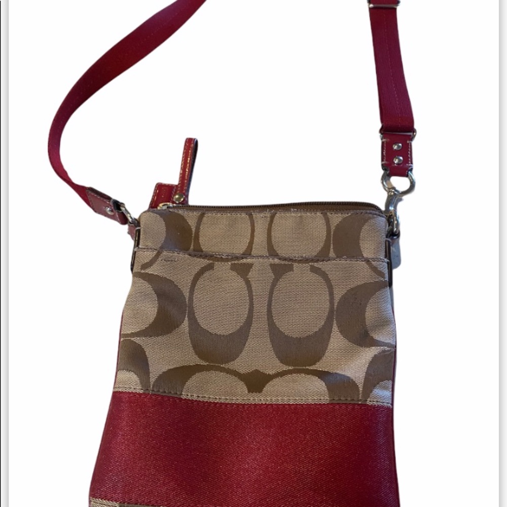 cross body purse scarlet red trim